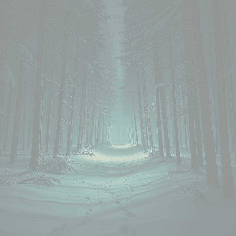 Generate a hyper realistic image of a snowy forrest. you're in the middle of the forrest_e
