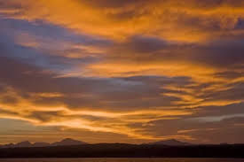 sunset over the mountains in Baja Sur Mexico