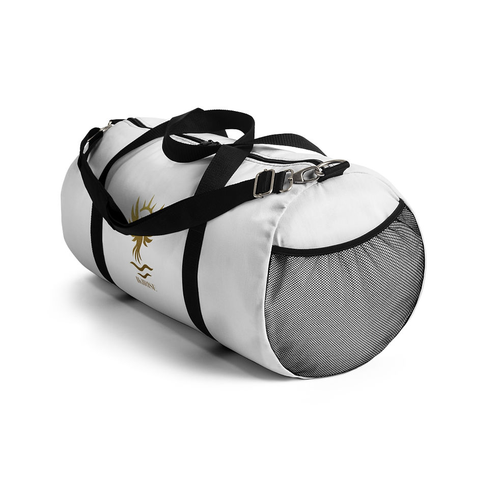 Miniature : White duffel bag on white background. Stylish Duffel Bag for Gym, travel bag.