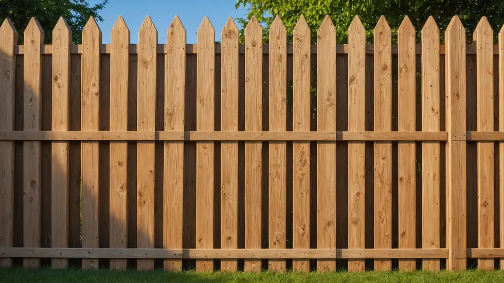 Wooden privacy fence in a backyard