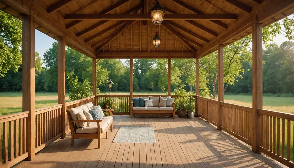 High angle view of environmentally friendly outdoor lighting on a porch