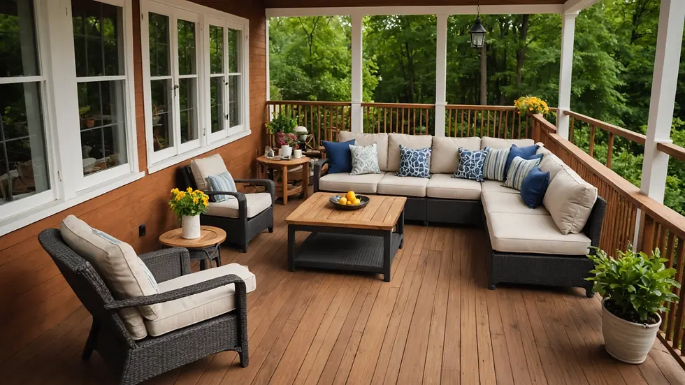 Cozy deck layout with furniture