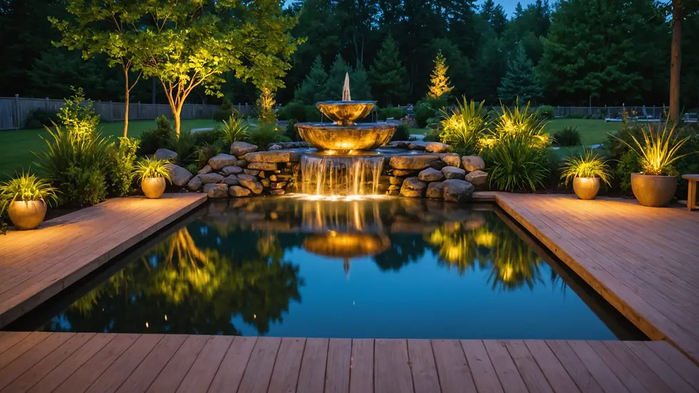 Stunning evening view of a water feature on a deck