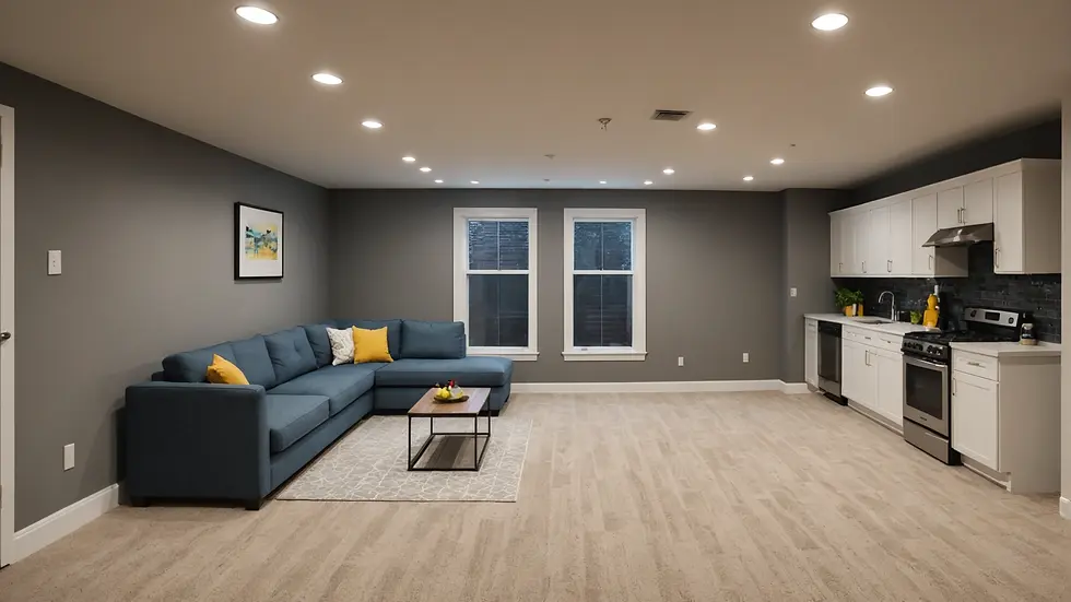 Brightly renovated basement