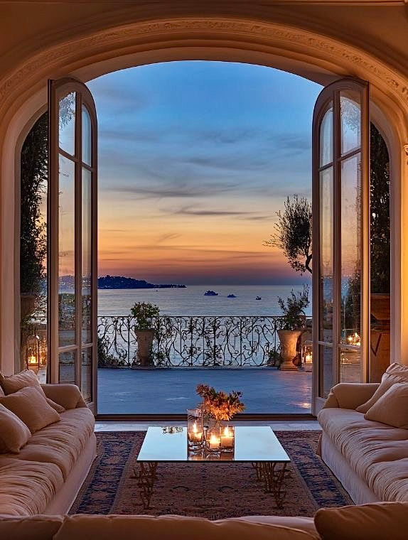 An invitation to quiet luxury - dusk along the Côte d'Azur.