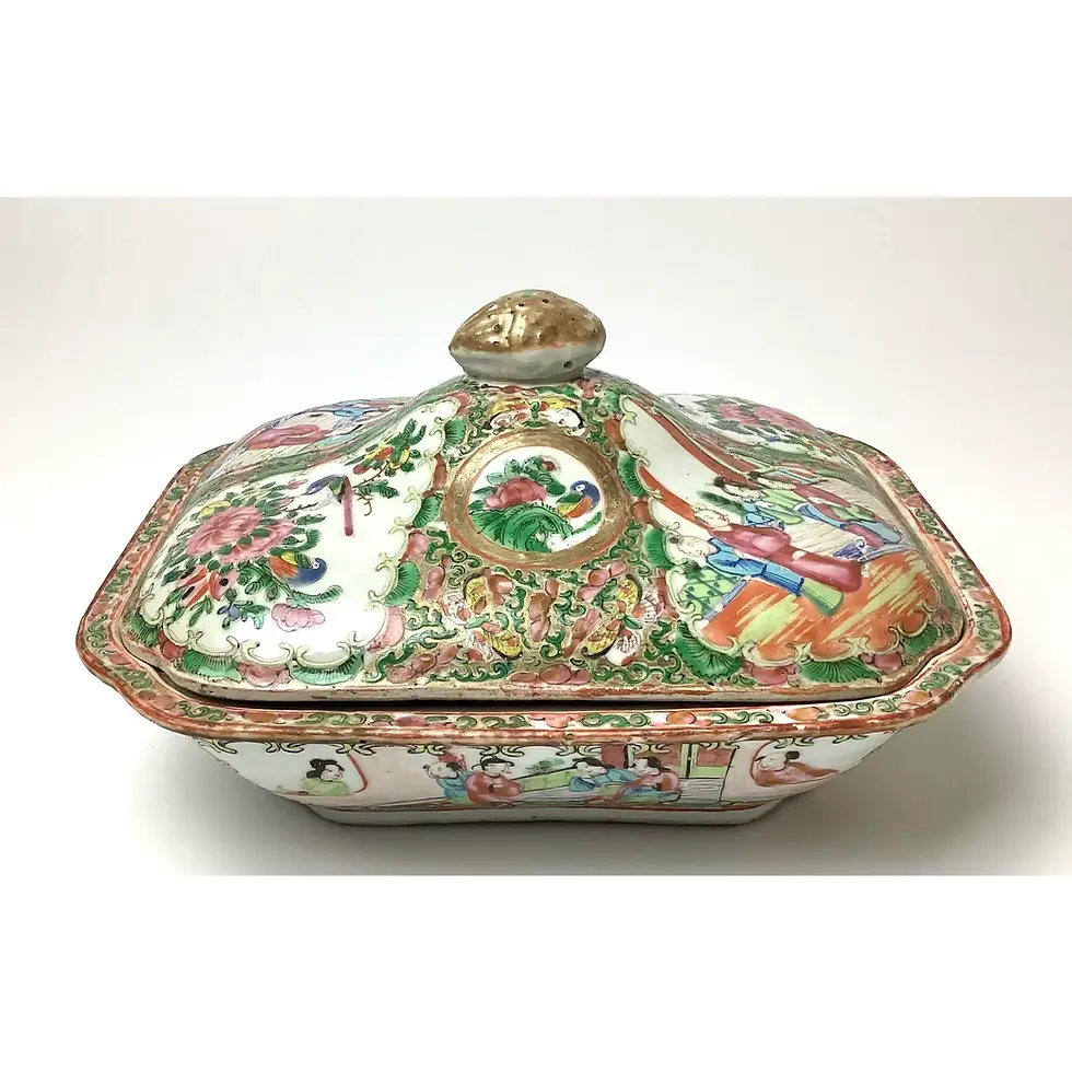 Thumbnail: 19th Century Chinese Famille Rose Medallion Covered Serving Dish