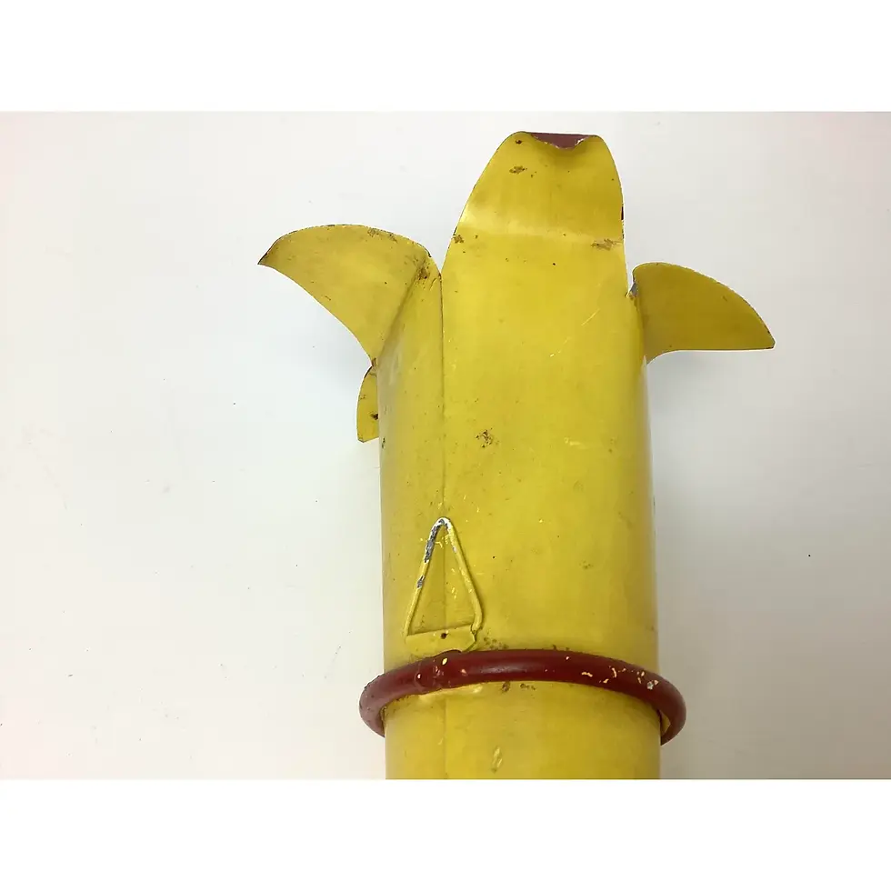 Thumbnail: Vintage Folk Art Painted Tin Wall Hanging Trumpet Vase