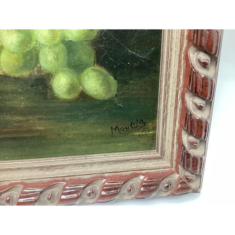 Thumbnail: Fruit Still Life Oil Painting Signed MayO’s Framed