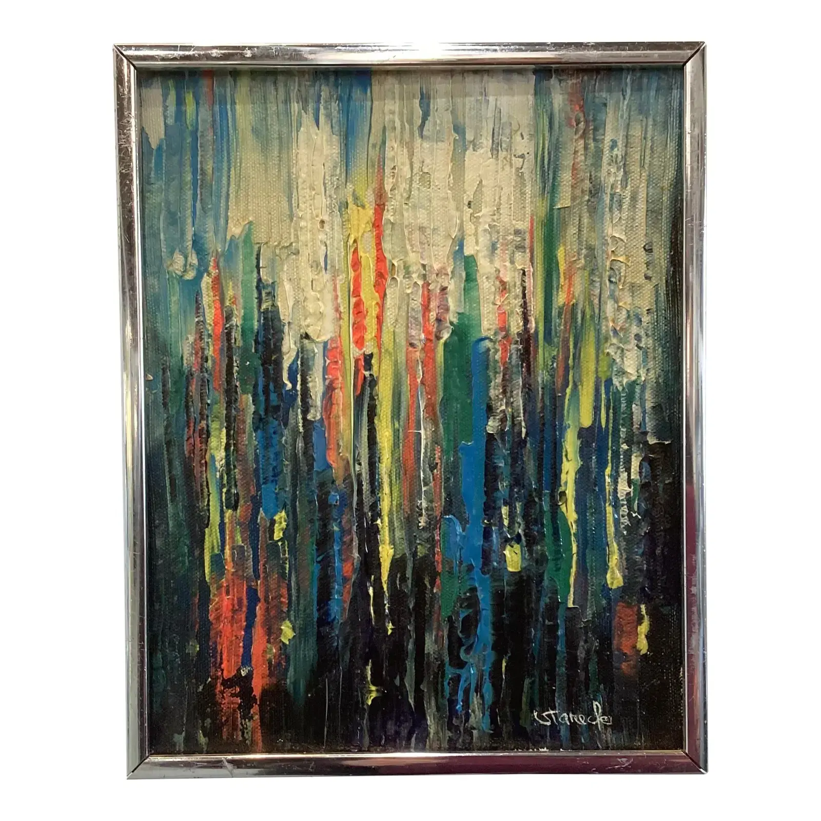 1970s Modernist Painting Signed Edger a Stareck