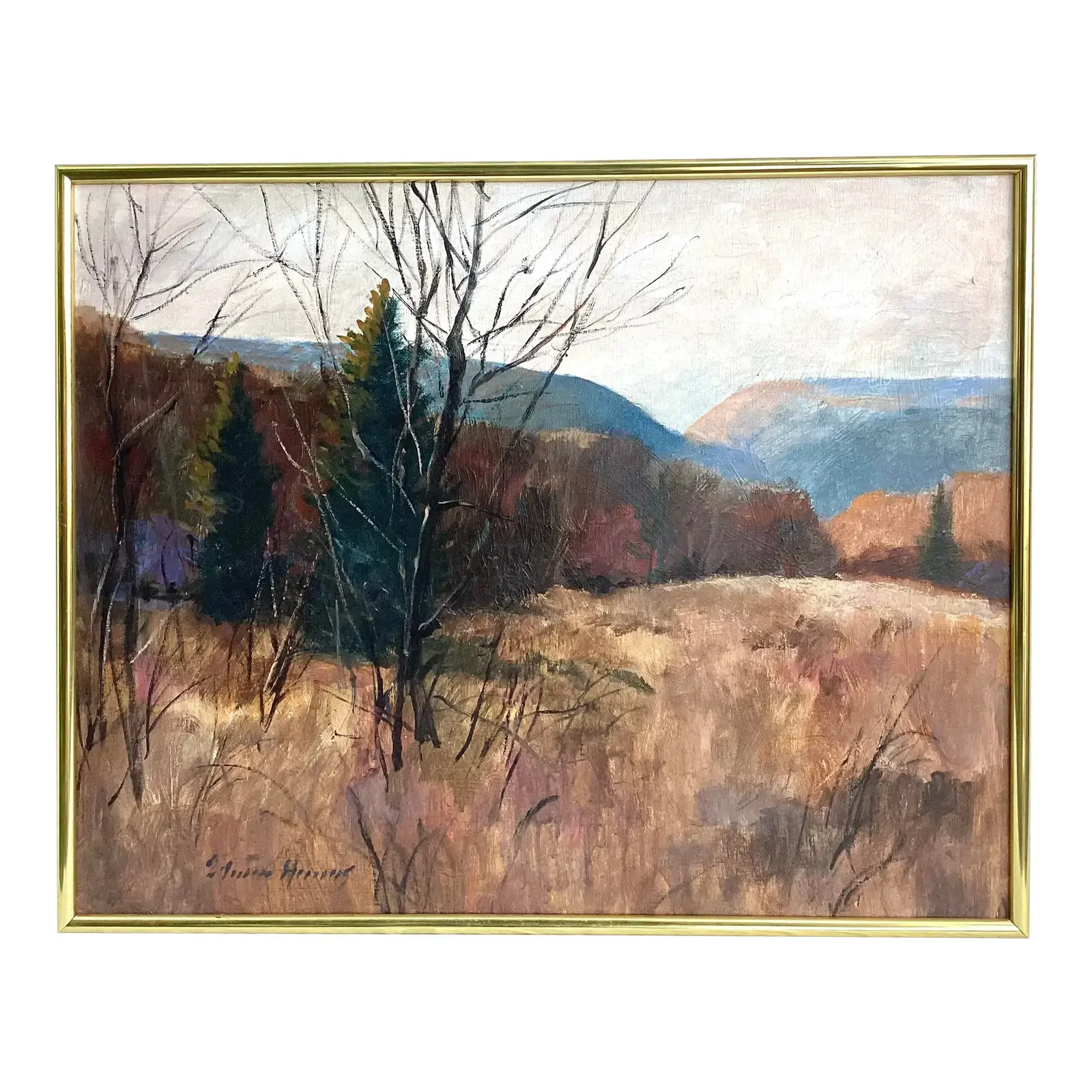 1970s Large Impressionistic Landscape Painting, Signed and Framed