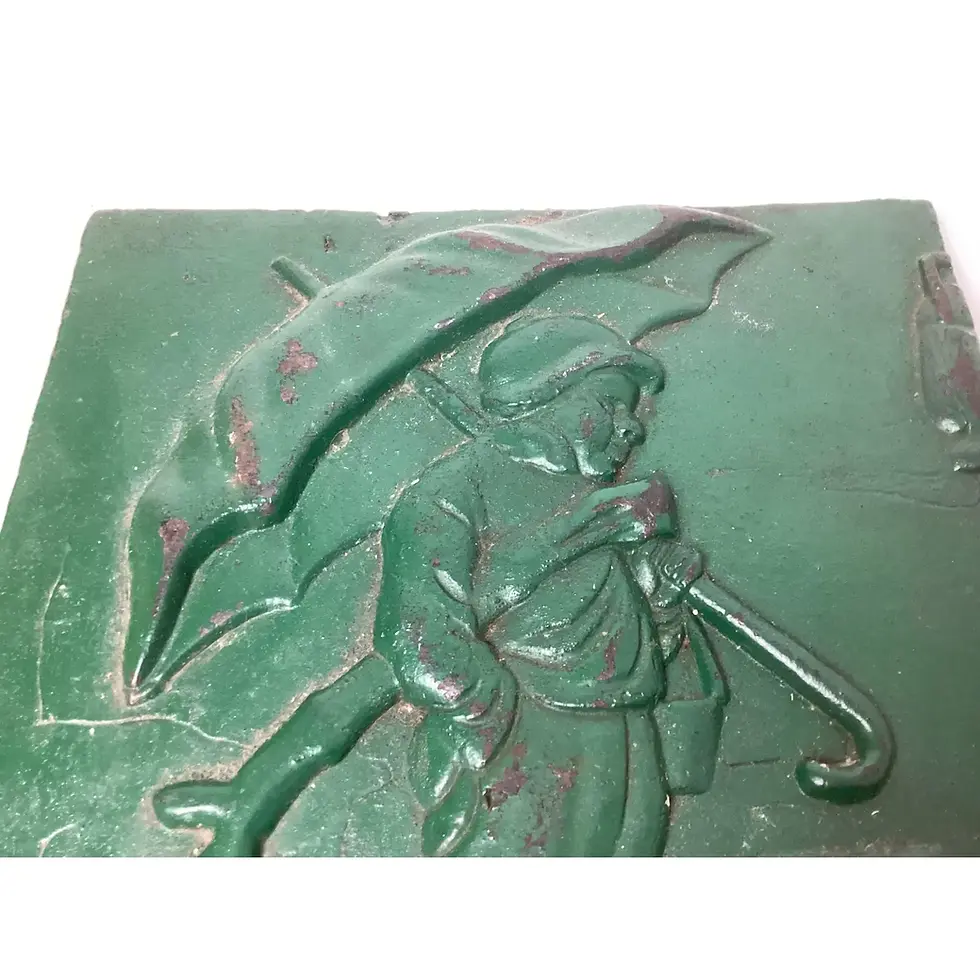 Thumbnail: Vintage Cast Iron Wall or Patio Tile Singing in the Rain
