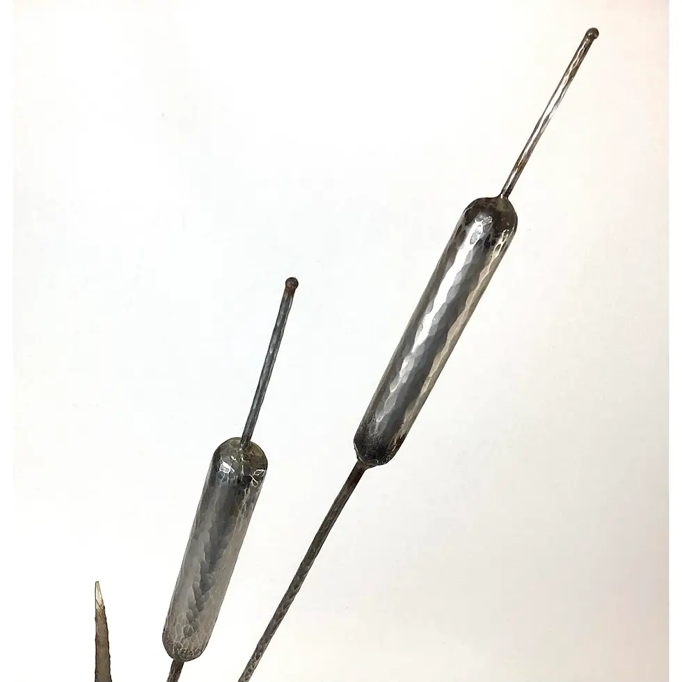 Thumbnail: 1960s Brutalist Steel Cattail Table Top Sculpture Signed
