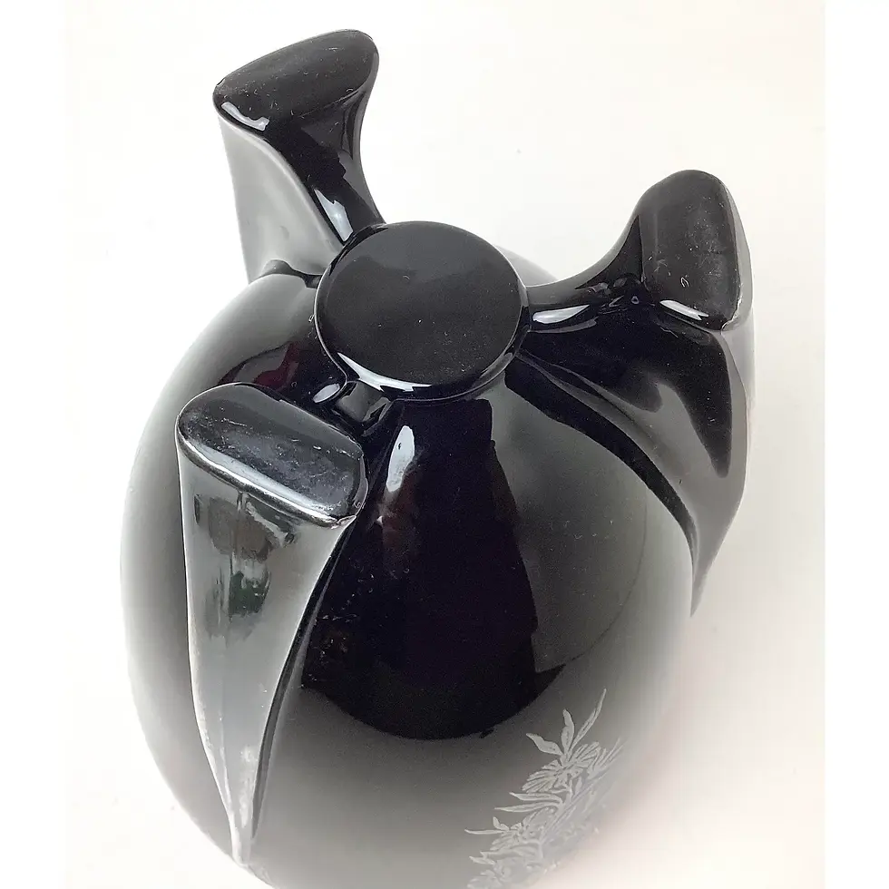 Thumbnail: Art Deco Ebony Black Rocket Vase With Sterling Silver Overlay by Duncan and Mill