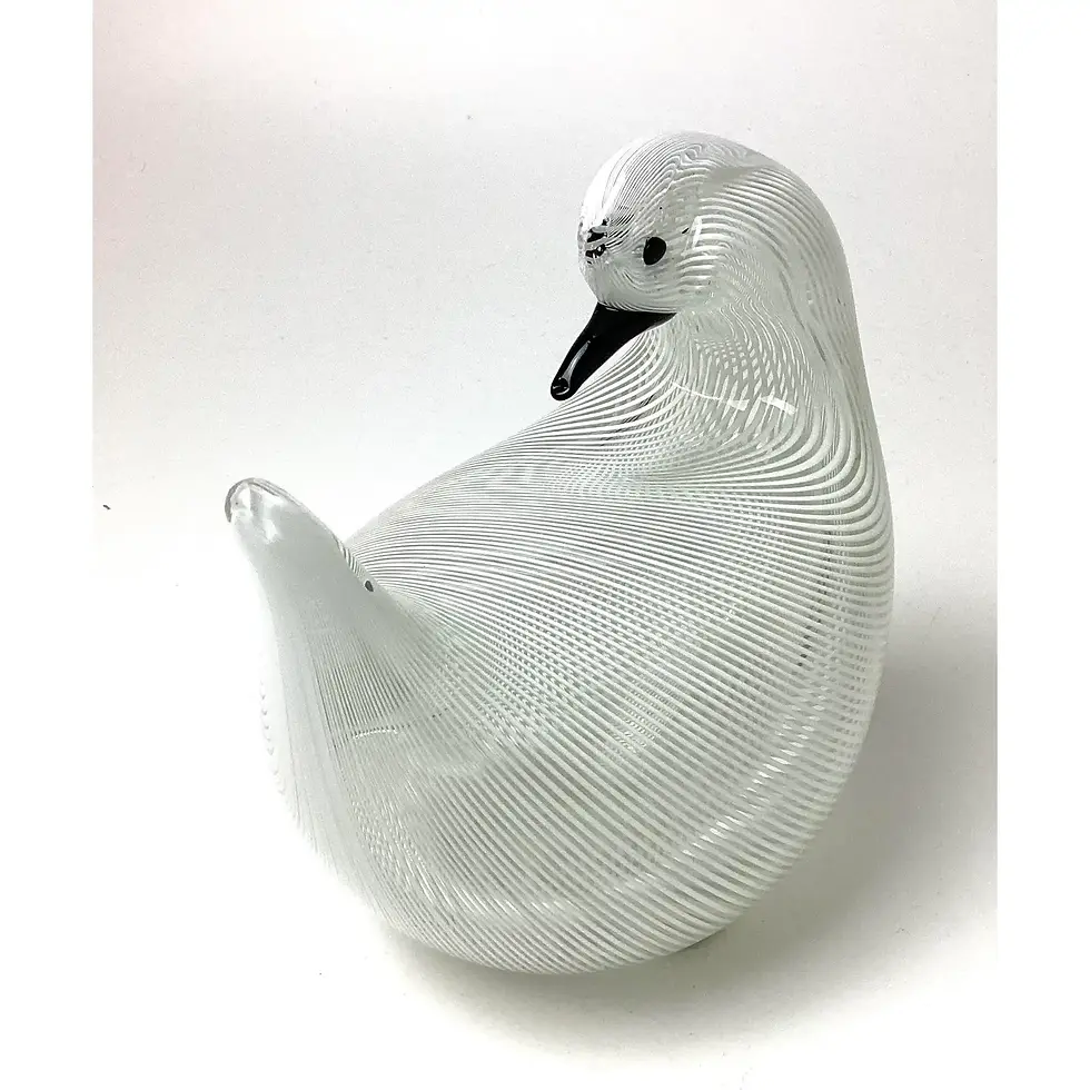 Thumbnail: Italian Murano Ribbon Glass Sculpture of Bird Signed Numbered & Dated 1982