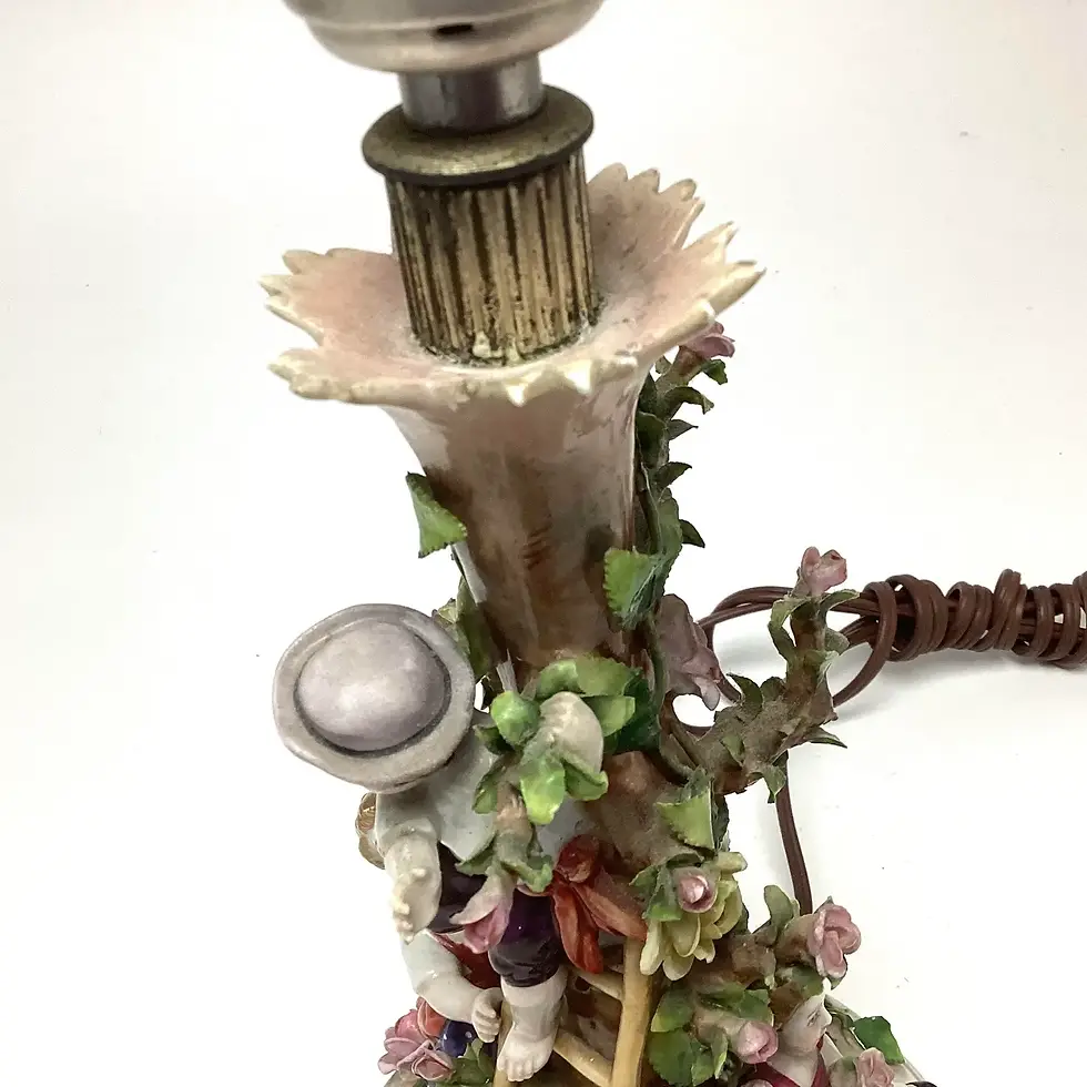 Thumbnail: Antique German Von Schierholz Porcelain Small Table Lamp