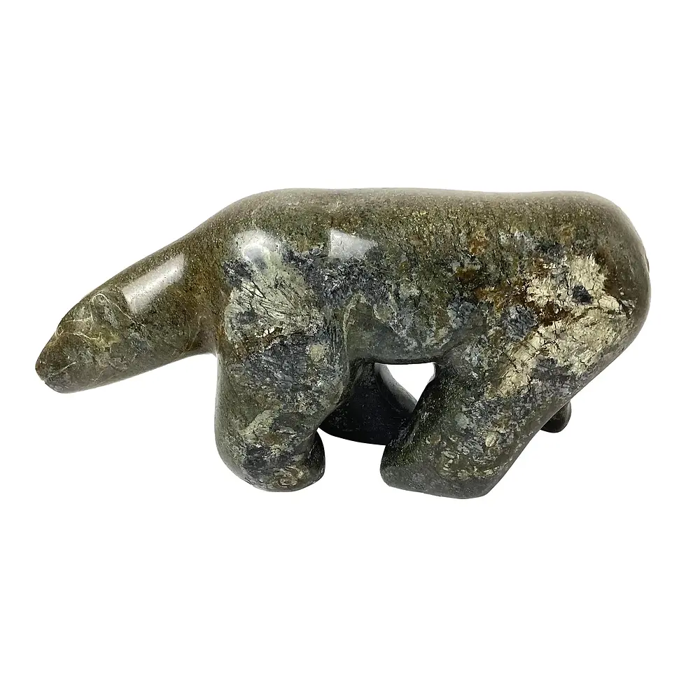 Mid 20th Century Vintage Inuit Canadian Carved Folk Art Stone Carving Sculpture