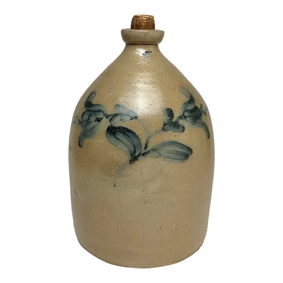 Thumbnail: Antique American Blue Flower Decorated 2 Gallon Jug