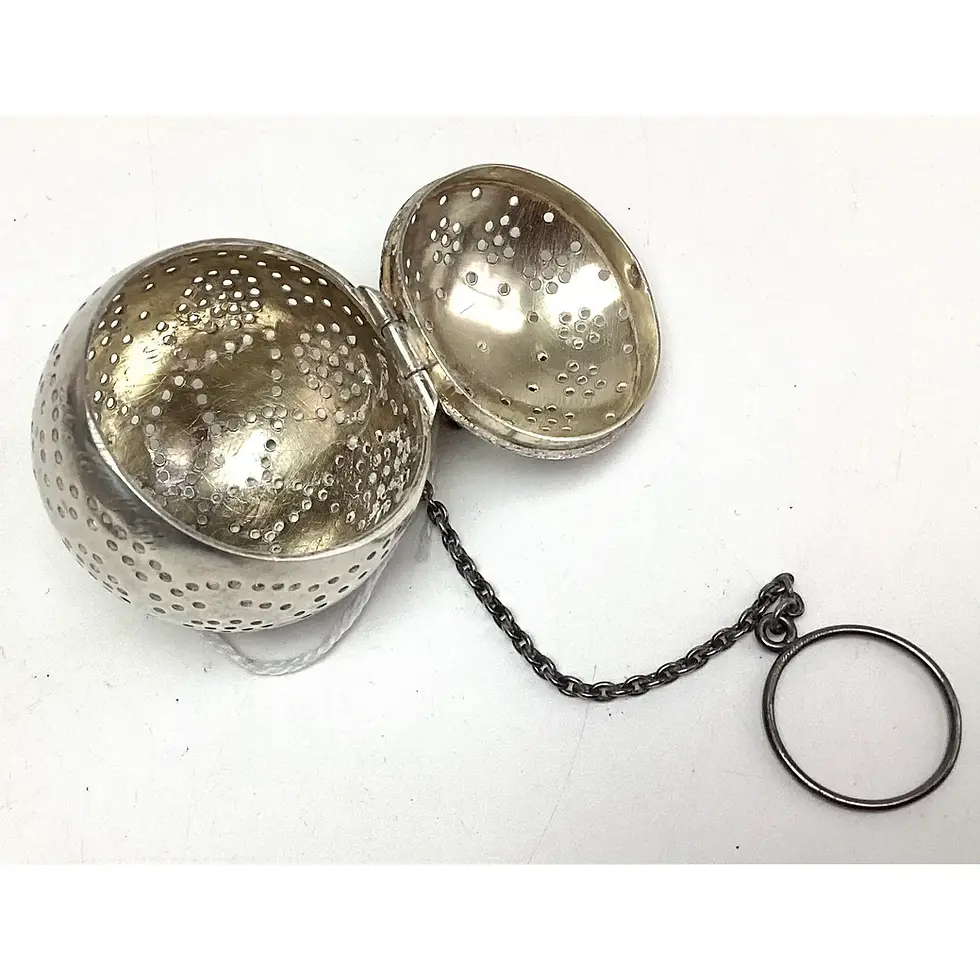 Thumbnail: Antique American Edwardian Sterling Silver Tea Ball Infuser Monogrammed