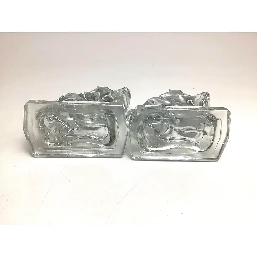 Thumbnail: 1950s Mid-Century Modern Glass Rearing Horse Bookends Pair by l.e. Smith