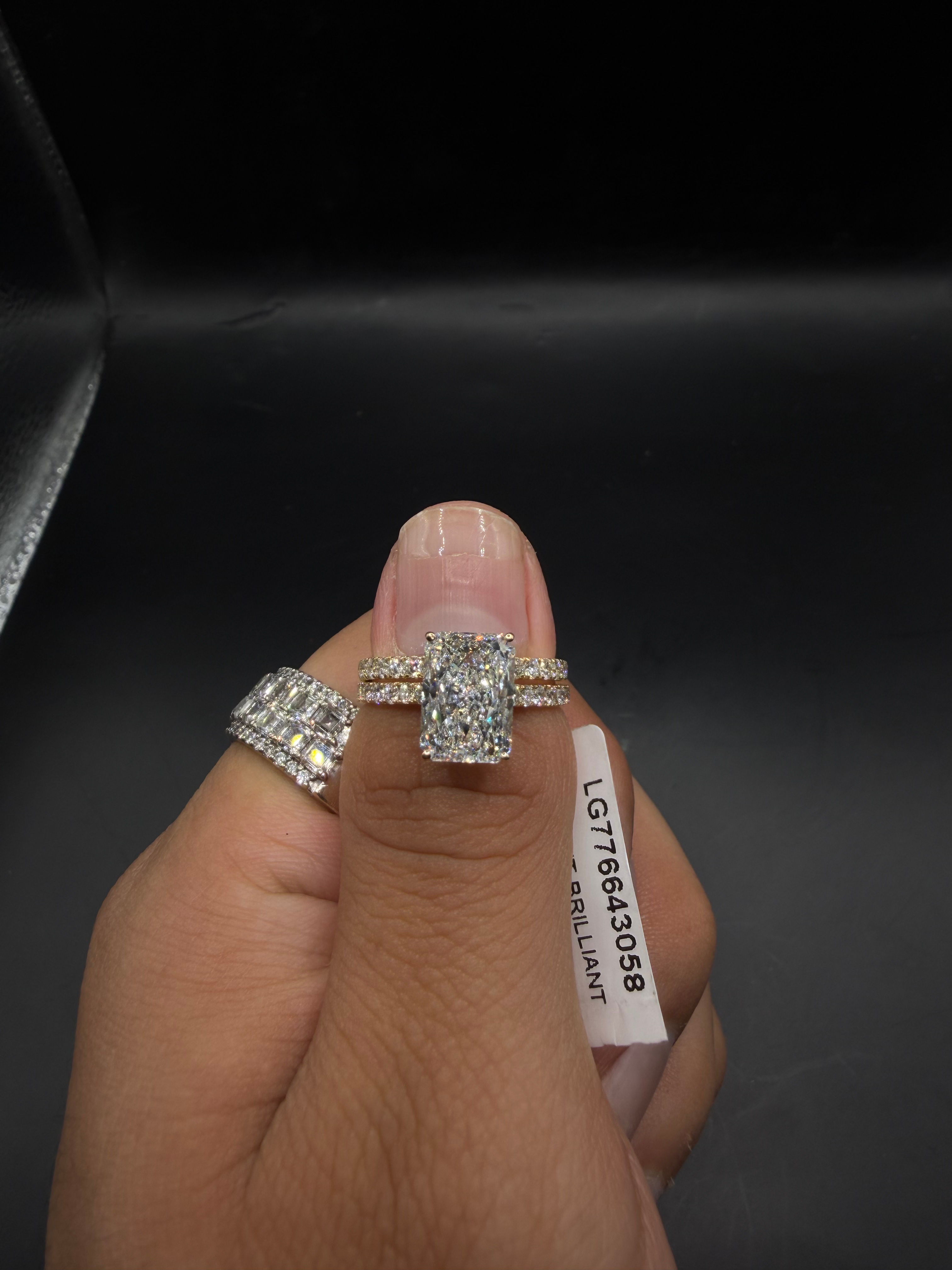 3ct lab radiant engagement ring set