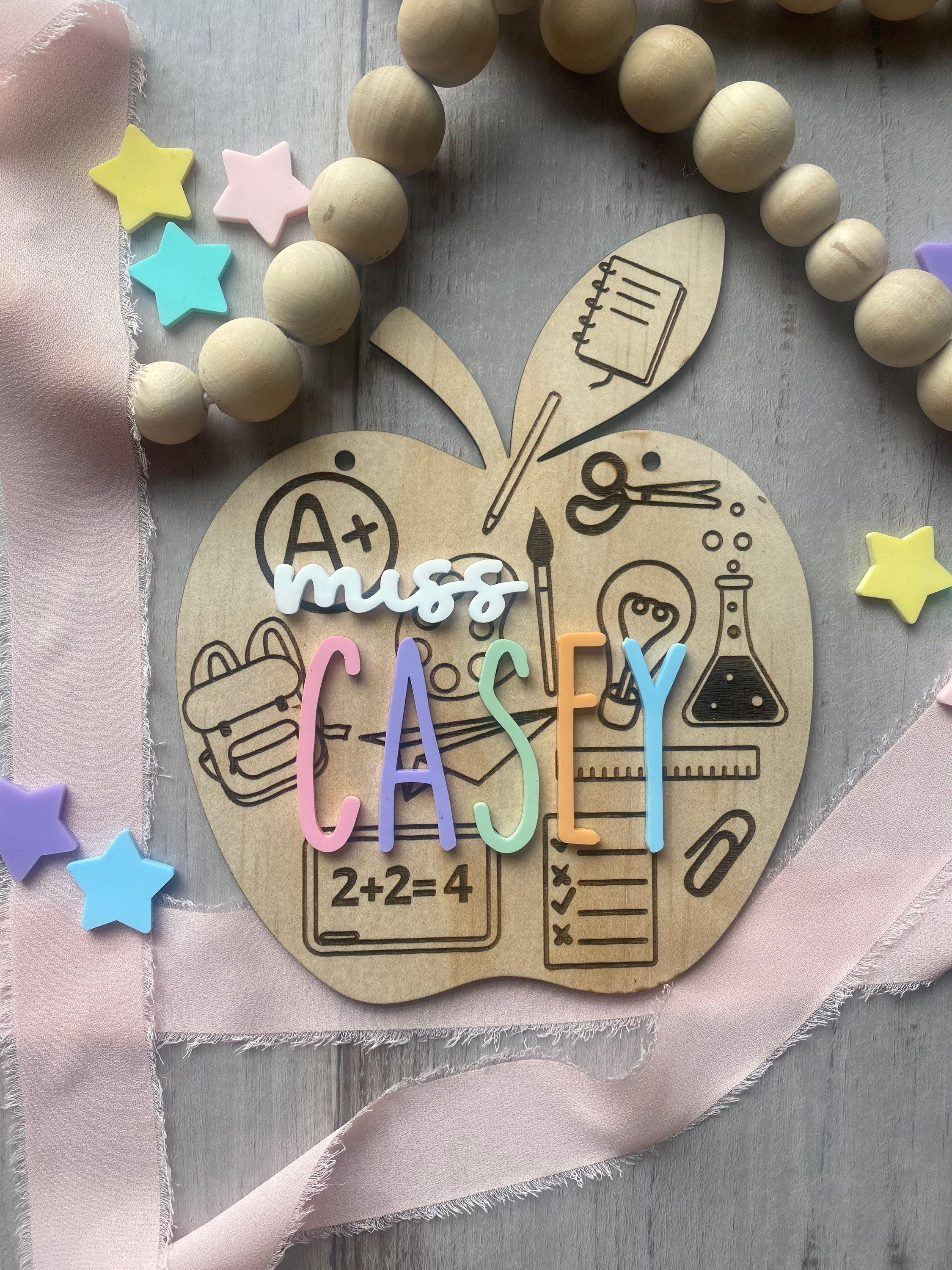 Teacher Apple Sign - Classroom Doodles