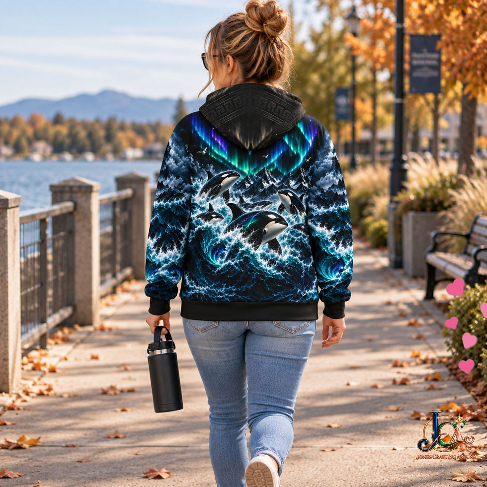 Thumbnail: Orca Hoodie, Killer Whale Hoodie, Northern Lights Hoodie