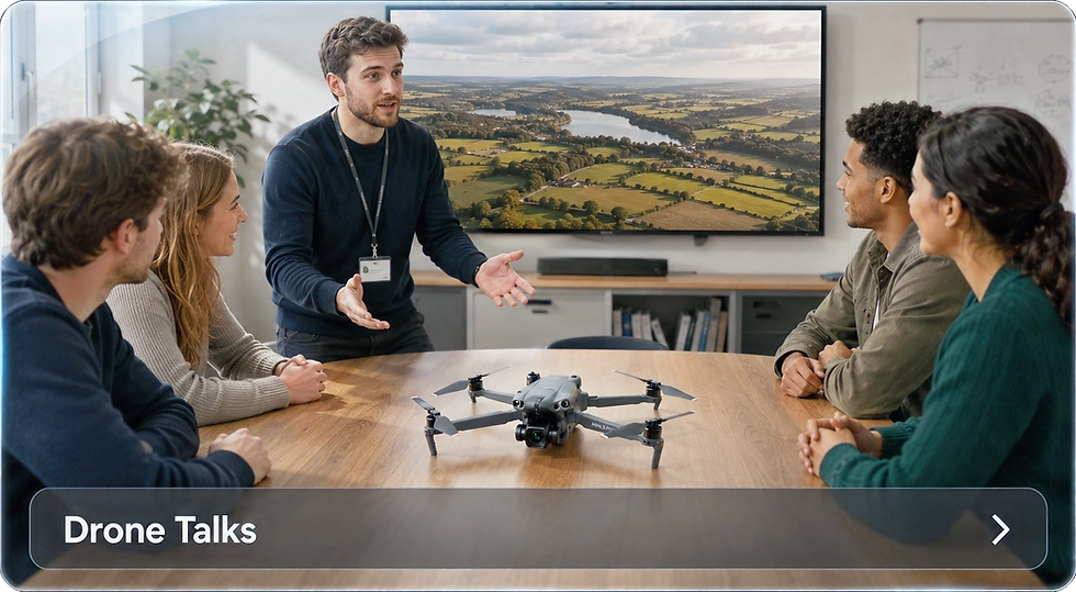 Clickable infographic tile created by media4you that takes customers to the drone talks page