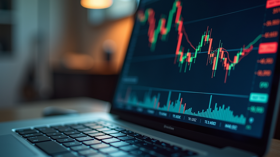 Close-up view of a laptop screen showing NZX stock market data