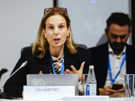 Eleni Myrivili, Global Chief Heat Officer bei UN-Habitat, erklärte, dass Städte aufgrund ihrer schwerwiegenden Auswirkungen auf gefährdete Bevölkerungsgruppen „der Ground Zero der Hitze“ seien (HANDOUT). HANDOUT/UN-Habitat/AFP