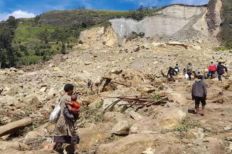 Near the site of a landslide in Mulitaka district (Enga province), Papua New Guinea, on May 28, 2024.