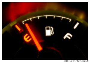 Fuel gauge showing empty