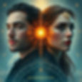 Two individuals back-to-back, a glowing orange symbol between them. Ornate clothing and headpiece, mystical background. Text: groundedpsychic.com.