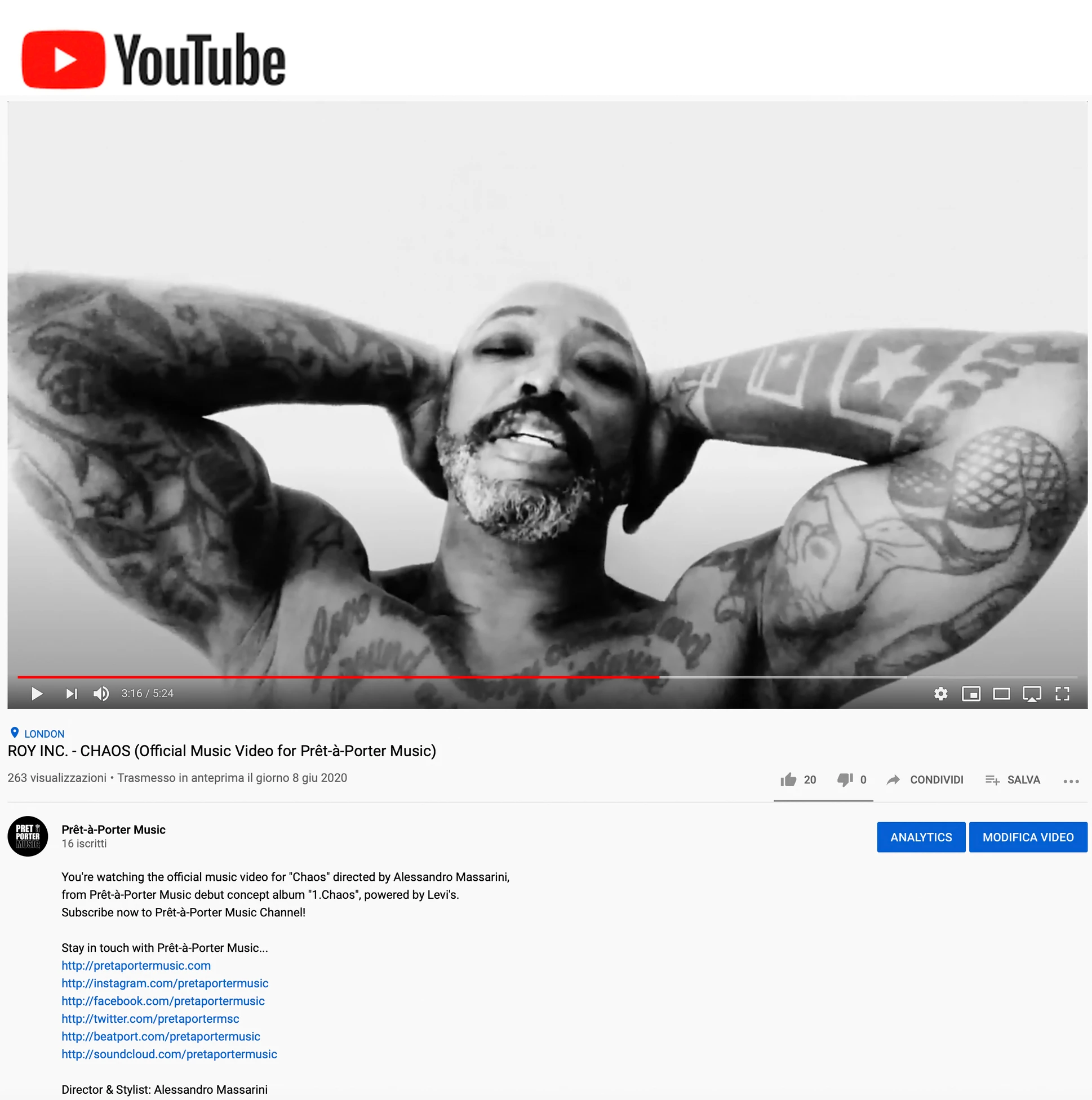 A YouTube screen grab featuring ROY INC.