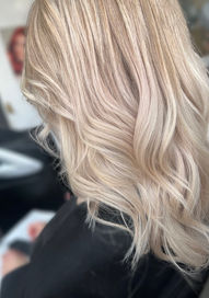 Blondorplex toner, healthy blonde curled hair