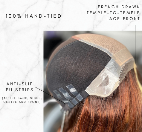 100% hand-tied human hair wig with PU tabs