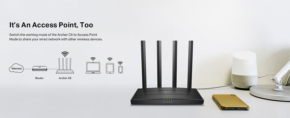 Thumbnail: TP-Link Archer C6 MU-MIMO Gigabit 1200 Mbps Wireless Router  (Black, Dual Band)