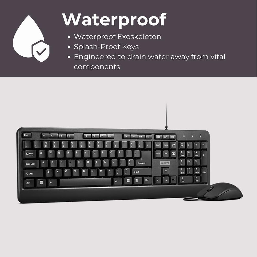 Thumbnail: Lenovo 160 Keyboard & Mouse Wired Combo (Waterproof Exoskeleton | Splash Proof)