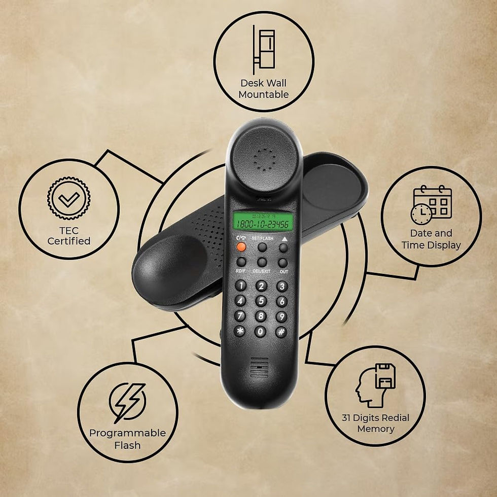 Thumbnail: Beetel M25 Ultra Compact Caller ID Slim Line Corded Landline Phone