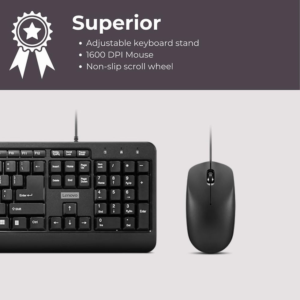 Thumbnail: Lenovo 160 Keyboard & Mouse Wired Combo (Waterproof Exoskeleton | Splash Proof)