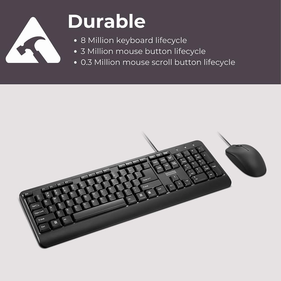 Thumbnail: Lenovo 160 Keyboard & Mouse Wired Combo (Waterproof Exoskeleton | Splash Proof)