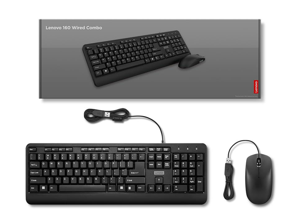 Thumbnail: Lenovo 160 Keyboard & Mouse Wired Combo (Waterproof Exoskeleton | Splash Proof)