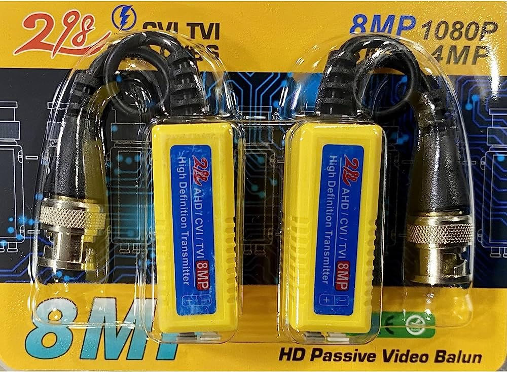 CCTV Passive BNC Video Balun for Analog HD Camera (Yellow, 2/5/8MP, 1080p/2K/4K)