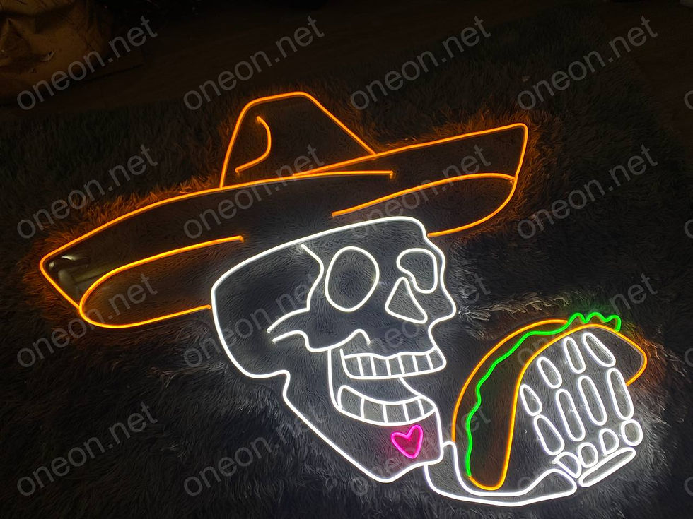 Thumbnail: Skull & Tacos LED Neon Sign, Neon Sign Custom, Home Decor, Gift Neon Light