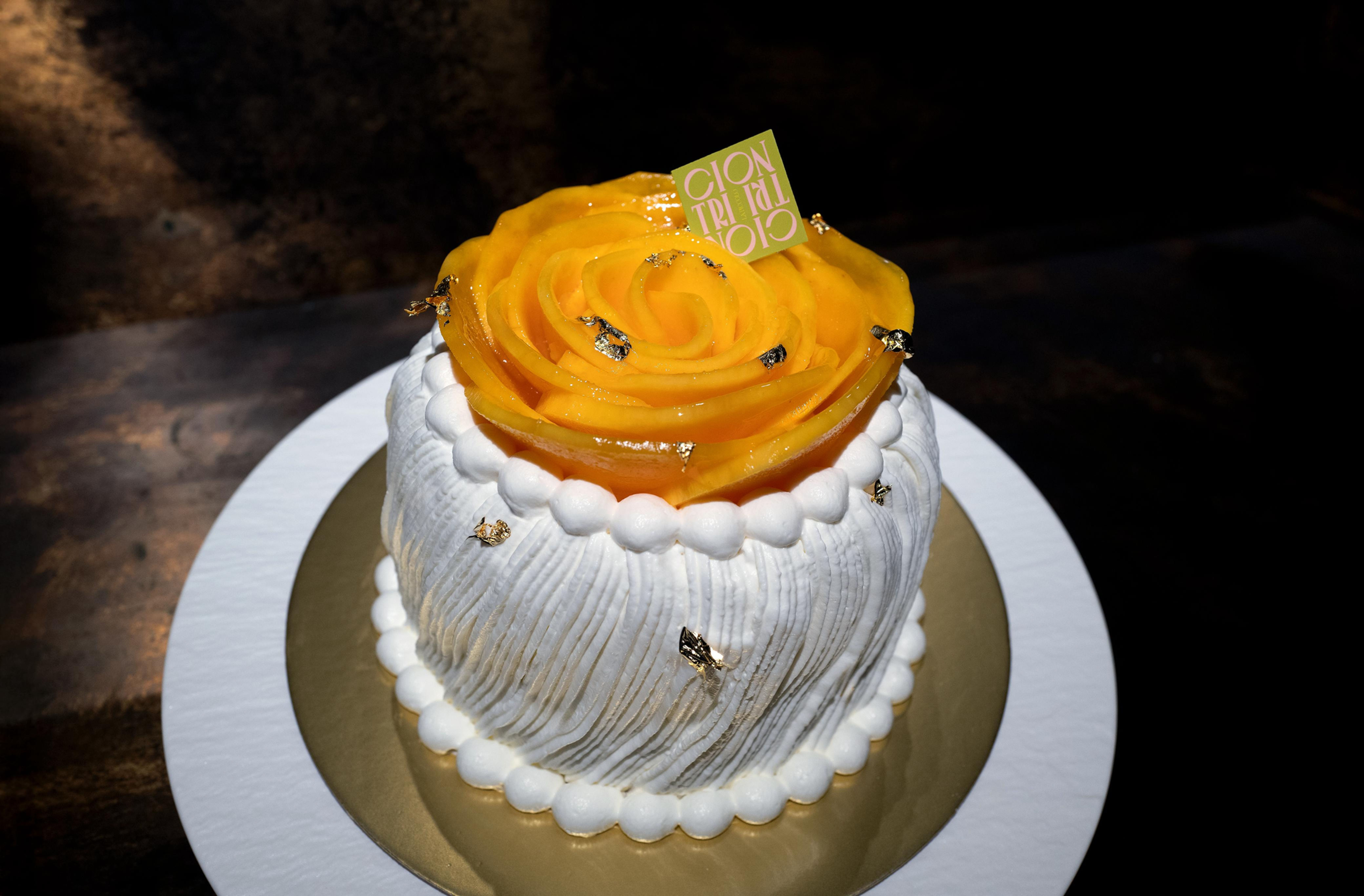 Royal Ruby Mango Rose Cake