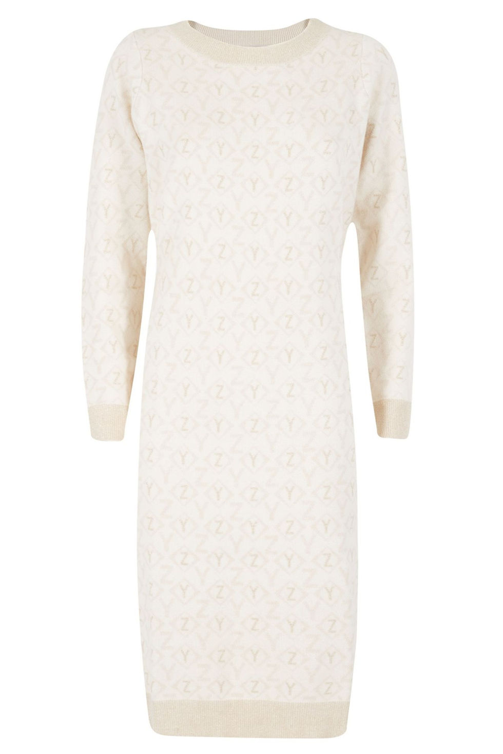 Vestido branco de malha, longo, mangas compridas. Vestido Senhora. Perfeito para o inverno.