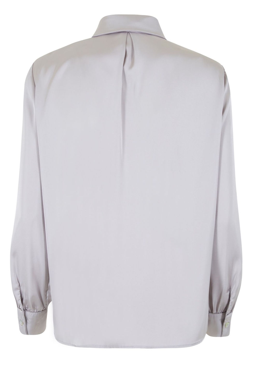 Camisa cinza com mangas compridas e gola redonda. Blusa com ótimo caimento.