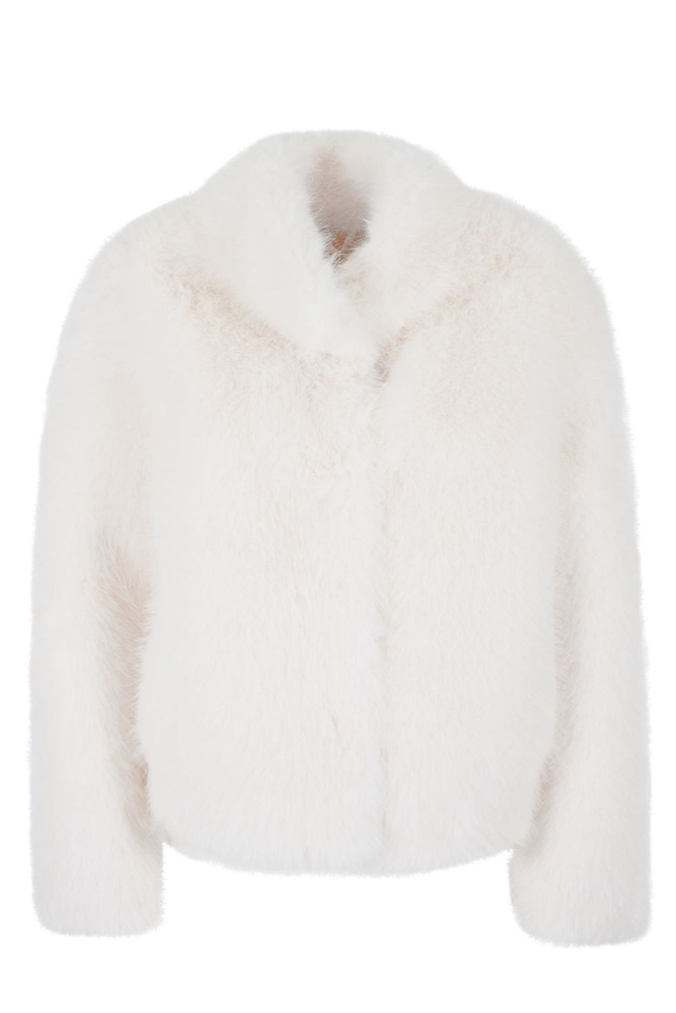 Casaco de Pelo curto branco, isolado em fundo liso, perfeito para o inverno.