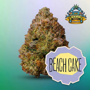 Cake gone coastal: Beach Cake by District Cannabis is sweet, sunny, and blissfully unhurried — the easiest hang of the round.