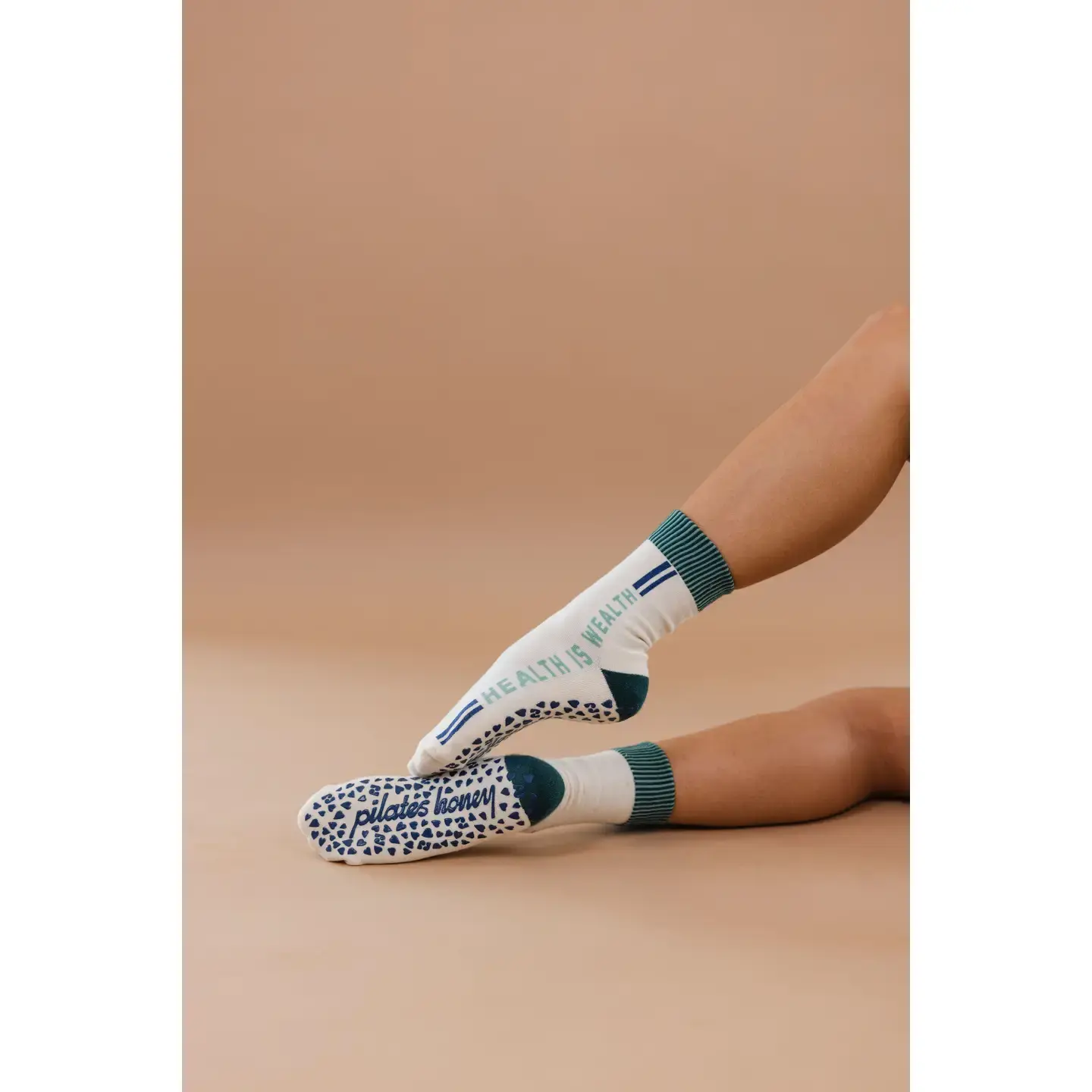 Health is Wealth Crew Grip Socks by Pilates Honey