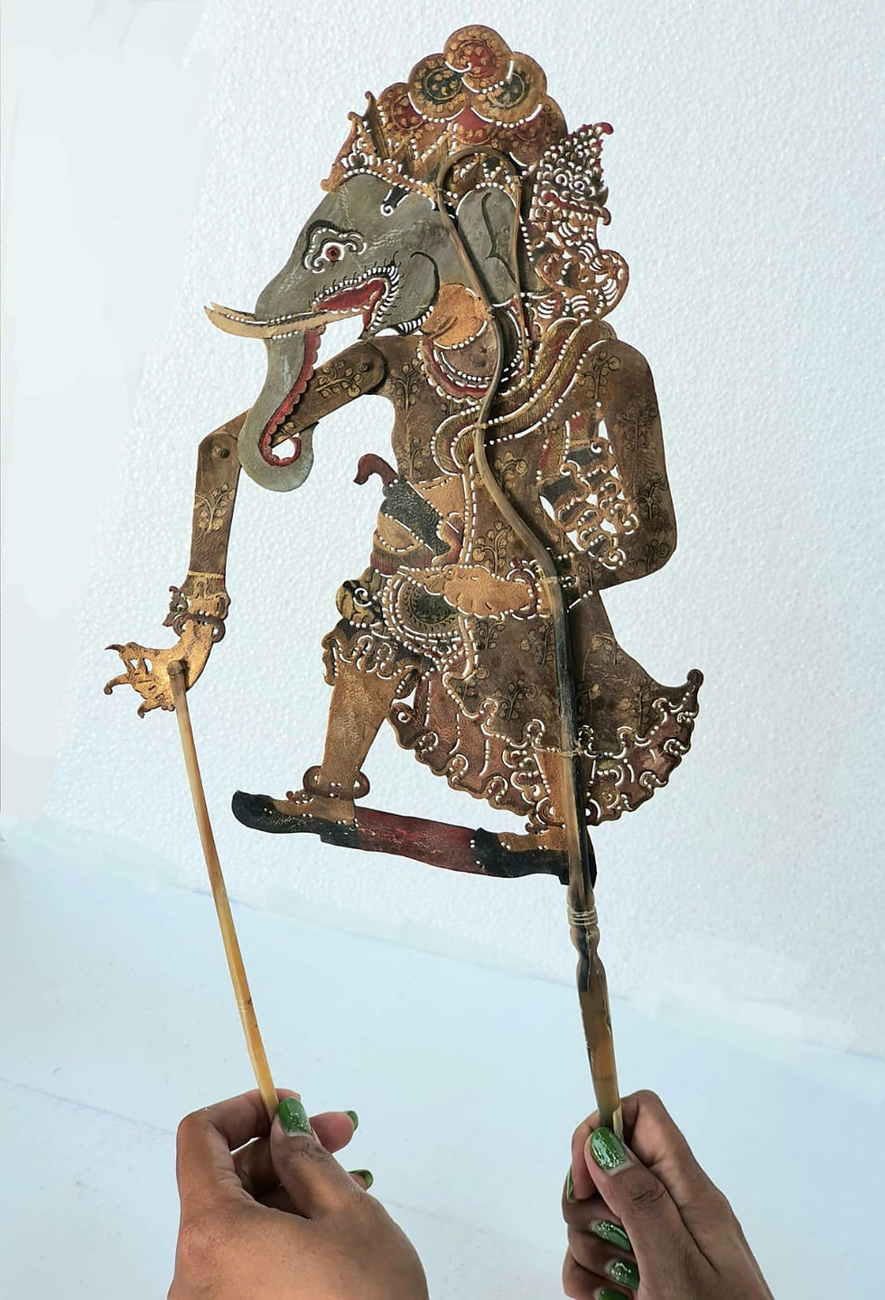 Thumbnail: Authentic Java Shadow Puppet – Buffalo Hide & Bullhorn, Handcrafted